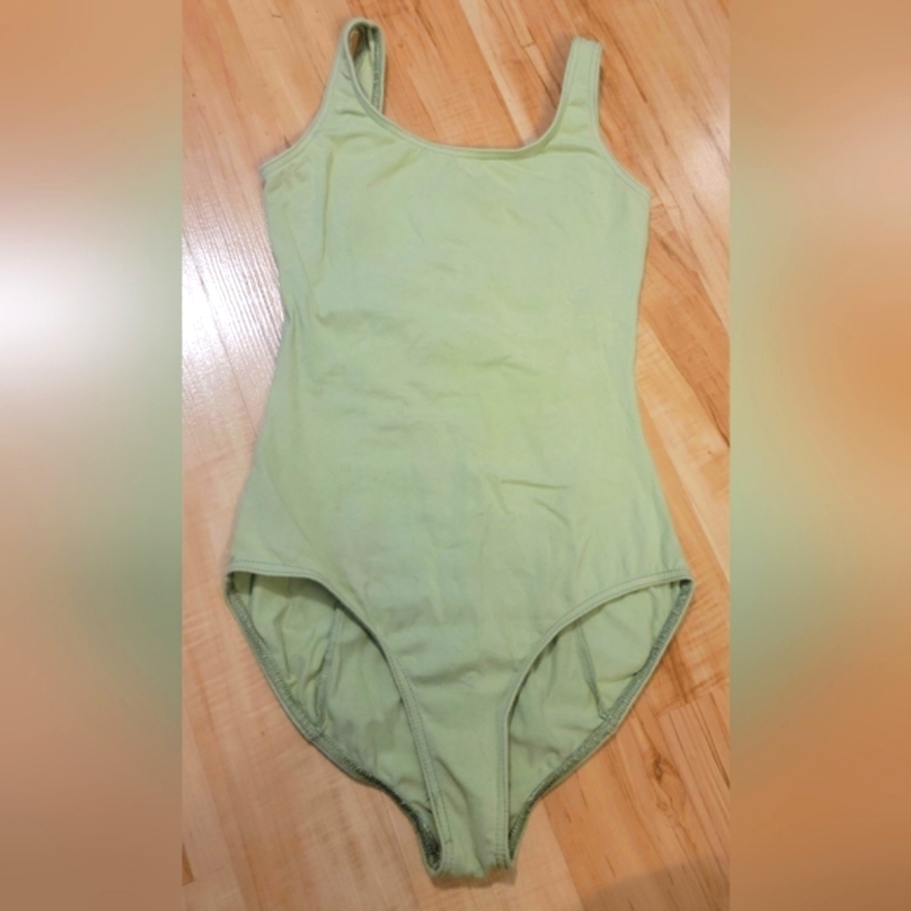 Juniors Green Open Back Dance Leotard